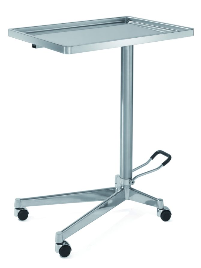 Медицинский инструментальный столик на колесах "ГУСЬ" с гидравлическим изменением высоты поднос съемный 16-FP442 (Вариант 1)
